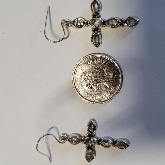 Herkimer Diamond Cross Earrings - Picture 2 of 4